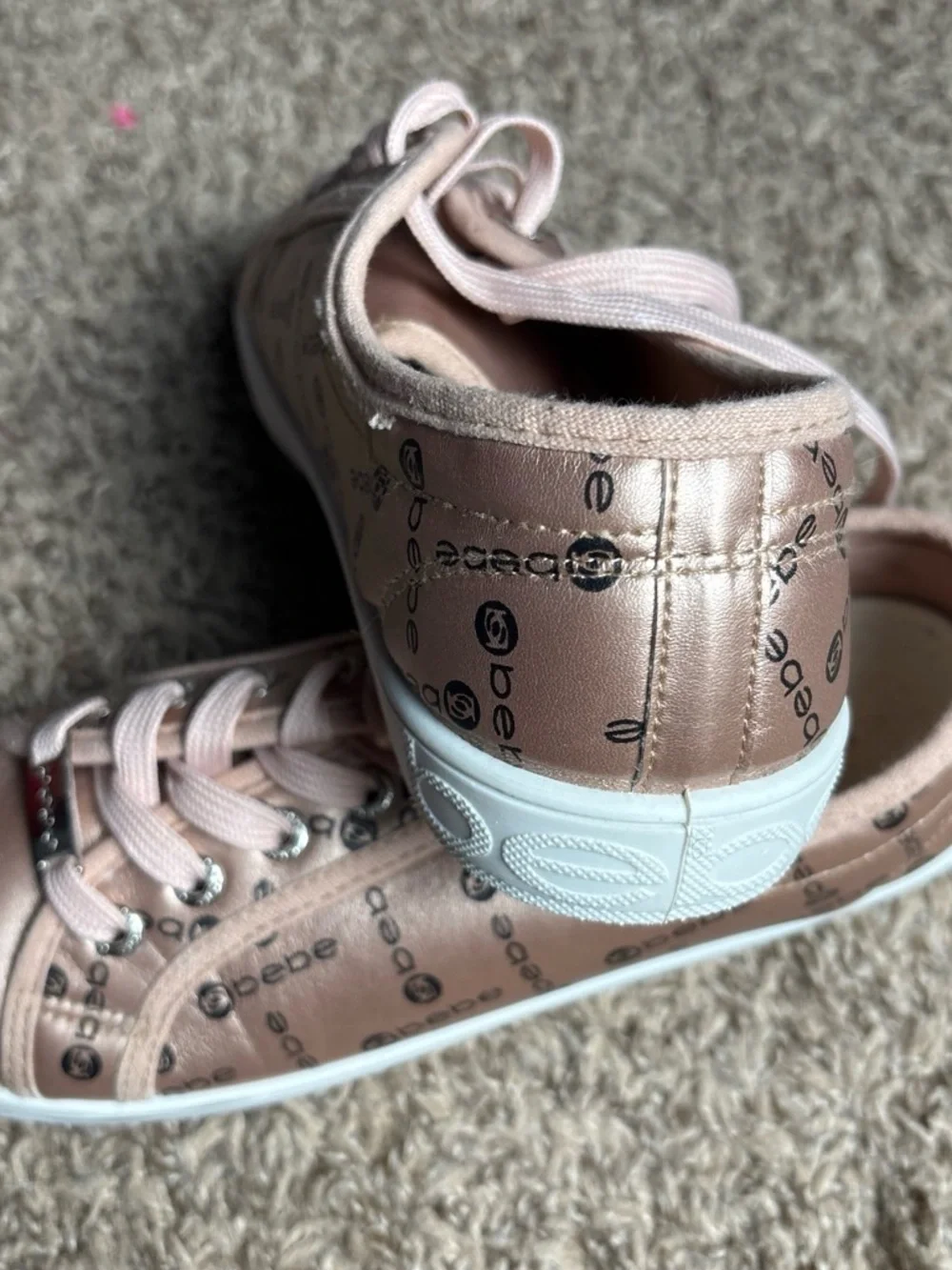 bebe Metallic Rose Gold Logo-Print Women's Sneakers